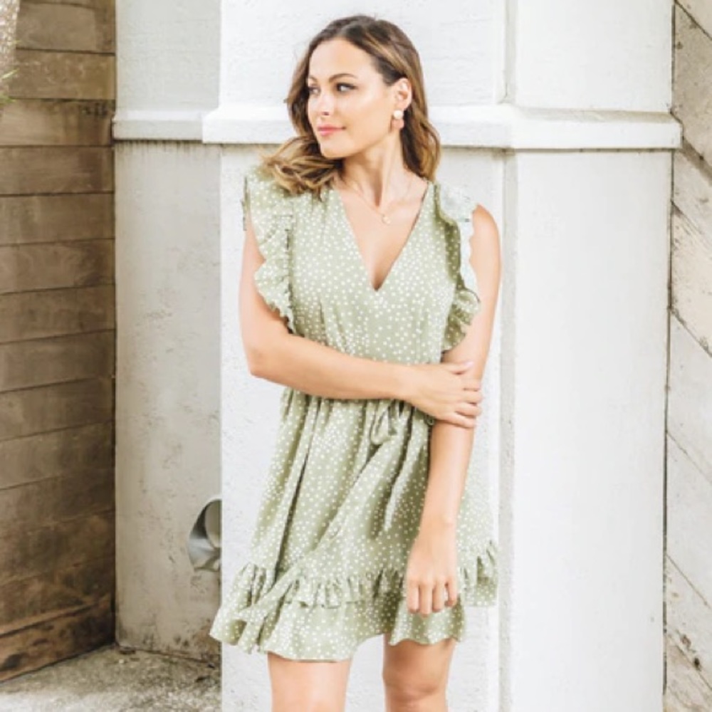 NWT Sage Green Ruffle Dress